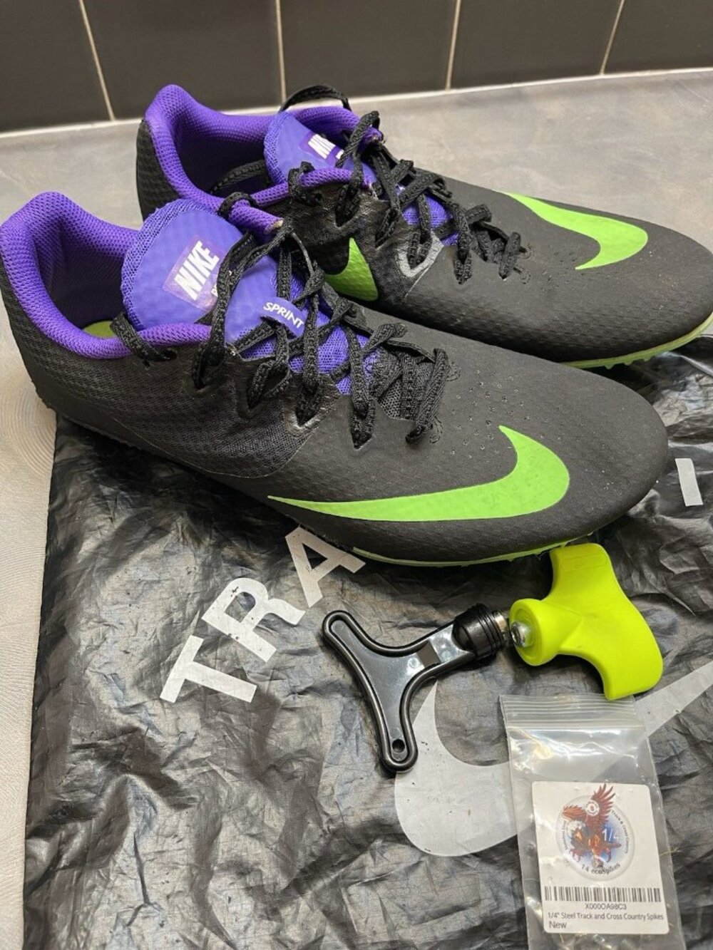 Nike Rival S Sprint Track and Field Spikes Shoes Men 10.5 Athletic Black Multi‎